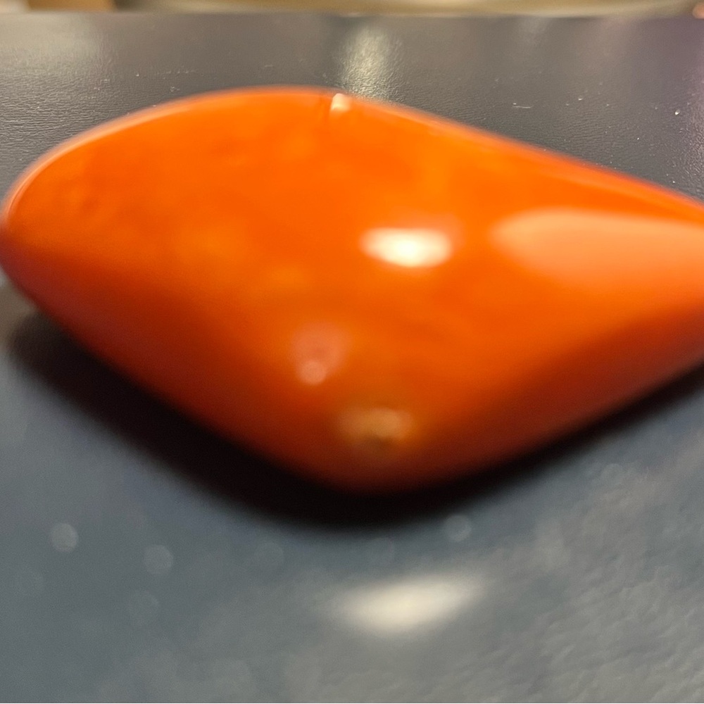 ANTIQUE Vibrant Orange Polished Genuine BALTIC AMBER Pendant Stone